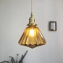 Axyaa Diamond Amber Glass LED Pendant Lights - Nordic Modern Hanging Lamp