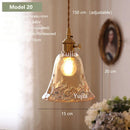 Axyaa Amber Glass Pendant Light Brass Vintage Adjustable Hanging Lamp