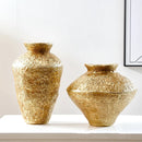 Axyaa Earthenware Golden Vase: Resin Handicraft Flower Arrangement Home Décor