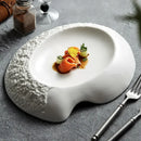Axyaa Rock Patterned Ceramic Soup Plate Salad Plate Dessert Dish Sashimi Dish