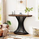 Axyaa Geometric Metal Base Console Table, 39-Inch Industrial Entryway Accent Sofa Table