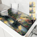 Axyaa Cityscape Absorbent Kitchen Mat - Antiskid & Quick Dry Dish Drying Pad