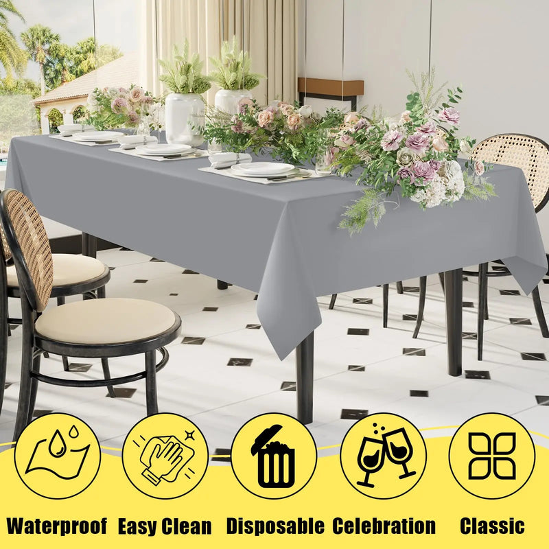 Axyaa Waterproof Plastic Table Covers 54X108inch