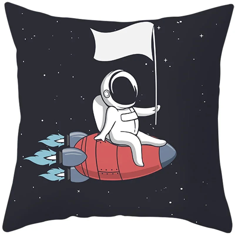 Universe Space Peach Skin Pillowcases by Axyaa - Cartoon Animation Pilot Cushion Cover