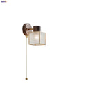 Axyaa Modern Nordic Glass & Wood Wall Lights with Pull Chain Rotation
