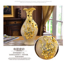 Axyaa Golden Ceramic Vase for Home, Office, Hotel - High-End European Style Handicraft