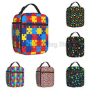 Axyaa Colorful Puzzle Piece Lunch Bag - Water-resistant Thermal Bento Tote
