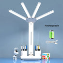 Axyaa Rechargeable Study Desk Lamp with Fan and LED Clock Display