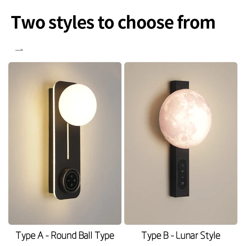 Axyaa LED Wall Lamp Touch Dimming 3-Color Bedroom Sconce