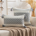 Axyaa Boho Diamond Jacquard Cushion Cover with Tassels for Home Decor