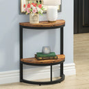 Axyaa Semi Circle End Table with Storage, Small Half Round Side Table for Sofa