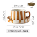 Axyaa Minimalist Stripe Ceramic Coffee Cup and Saucer Set