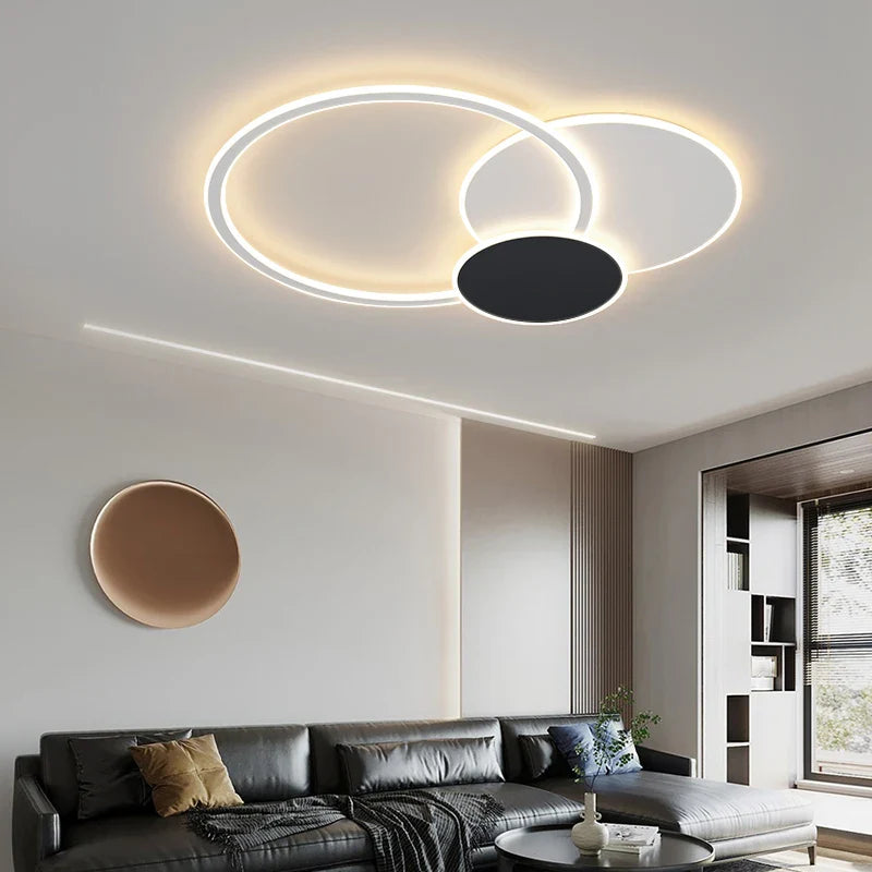 Axyaa White Round LED Chandelier with Remote for Home Decor & Lighting Fixture