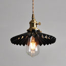 Axyaa Retro Ceramic Pendant Light Black White Vintage Hanging Lamp with Brass Socket