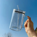 Axyaa 1000ml Glass Cups with Lid & Straw, Cute Coffee Mugs, Big Drinkware