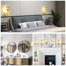 Axyaa Glass Globe Wall Sconce: Elegant Brass LED Bedside Lamp for Bedroom & Study