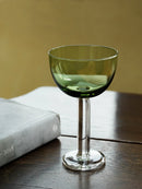 Axyaa Thick Stem Green Top Champagne Coupe Cocktail Glasses Set