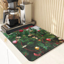 Axyaa Christmas Tree Printed Kitchen Drying Mat