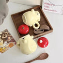 Axyaa Couple Cartoon Style Ceramic Cups with Lid, 360ml