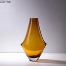 Axyaa Amber Glass Small Mouth Vase for Artistic Flower Arrangement