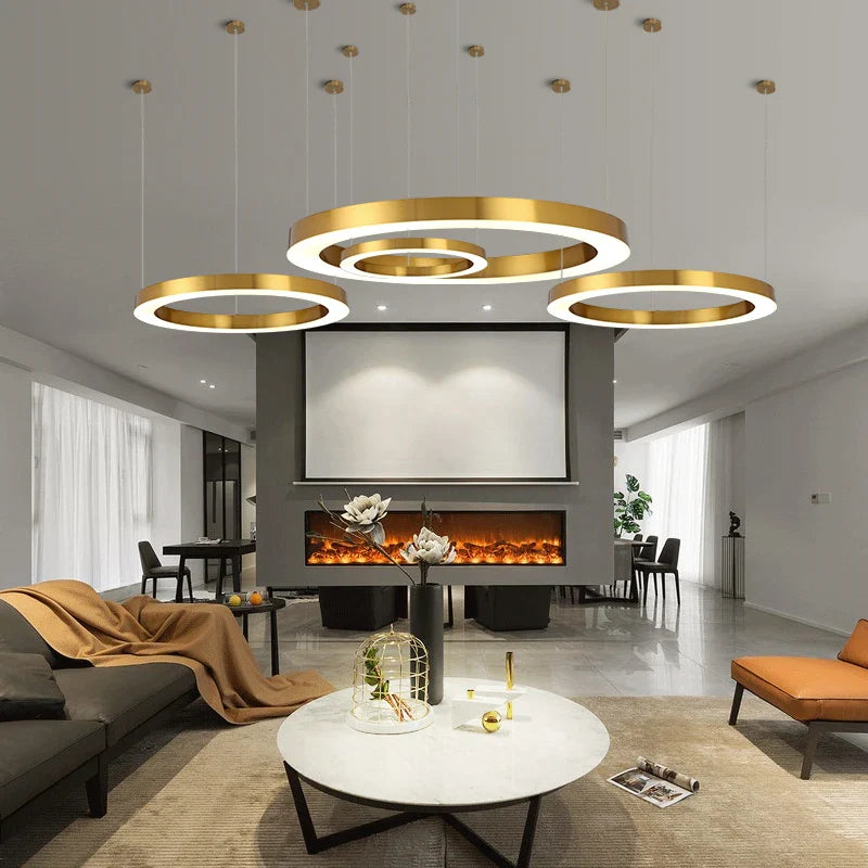 Axyaa Gold Ring LED Pendant Light for Dining & Living Room