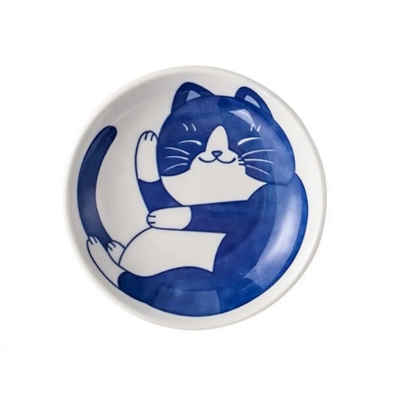 Axyaa Cartoon Cat Ceramic Dipping Sauce Dish for Home Dining Table