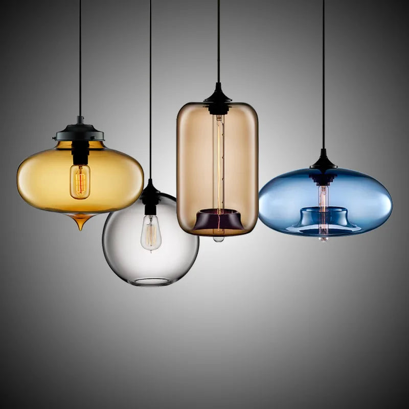 Modern Nordic Glass Pendant Lamp LED Suspension Hanging Light by Axyaa for Home Decor