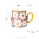 Axyaa 16oz Hand Drawn Ceramic Mug, Breakfast Cereal Coffee Cup