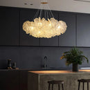 Axyaa Luxury Acrylic Cream Round Ceiling Chandelier - Elegant Lighting Fixture for Home Decor