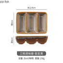 Axyaa Ceramic Seasoning Set - Three Grid Plate with Dipping Dishes
