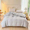 Axyaa Soft Polyester Duvet Cover in White & Grey, Queen Size 220*240cm