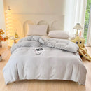 Axyaa Soft Polyester Duvet Cover in White & Grey, Queen Size 220*240cm