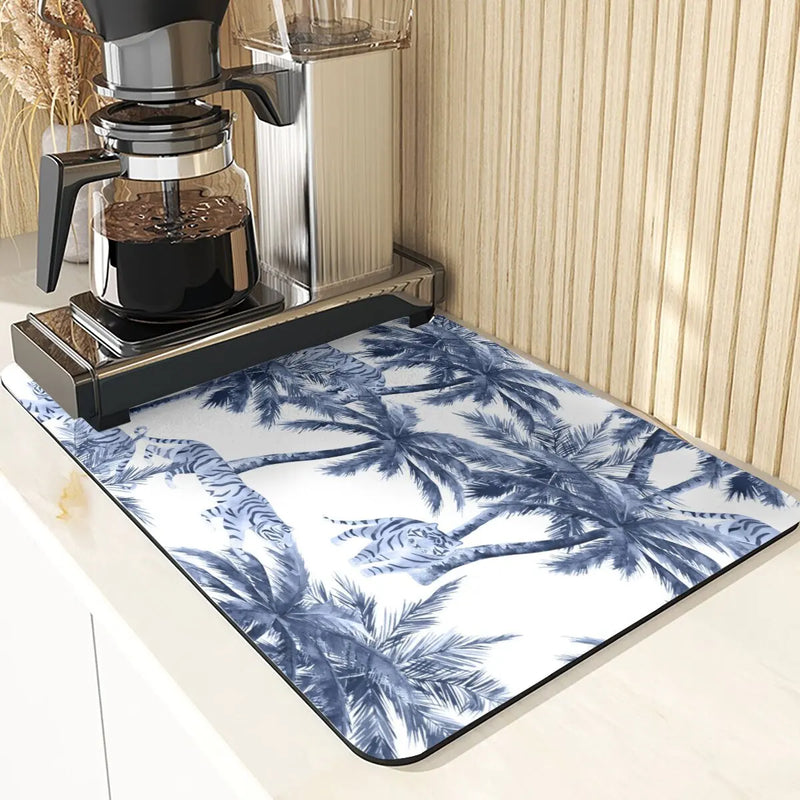 Axyaa Plant Pattern Drying Mat: Kitchen & Table Essential