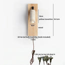 Axyaa LED Wooden Wall Light with Pull Chain Switch for Bedroom, Yellow Travertine Wood