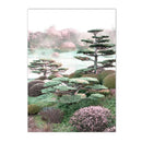 Cherry Blossoms Temple Village Canvas Painting by Axyaa - Wall Art for Living Room Home Decor