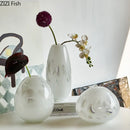 Axyaa Milky White Gradient Glass Vase for Floral Arrangement and Room Decor