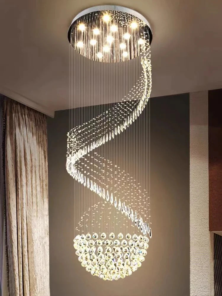 Axyaa Crystal Chain Pendant Light Chandelier for Living Room Staircase