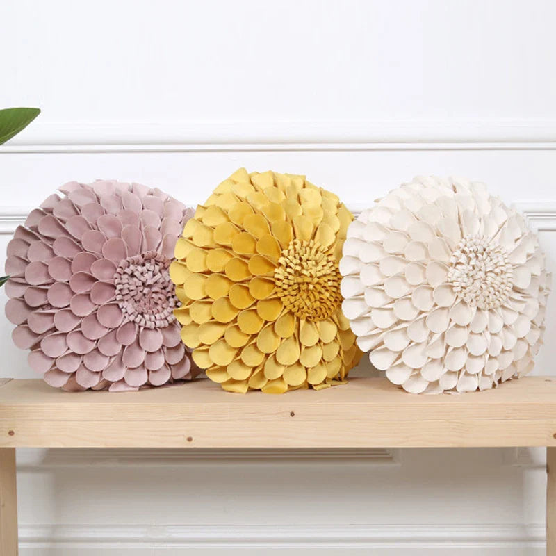 Axyaa 3D Sunflower Velvet Cushion Cover: Handmade Small Daisy Flower Throw Pillow