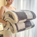 Axyaa Checkerboard Double Layer Fleece Blanket - Soft & Warm Plush Throw Blanket