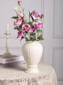 Axyaa Rose Light Luxury Vase: French Style Cream Ornaments for Home Decor