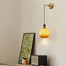 Axyaa LED Glass Pendant Lights Walnut Wood Hanging Lamp for Home Decor