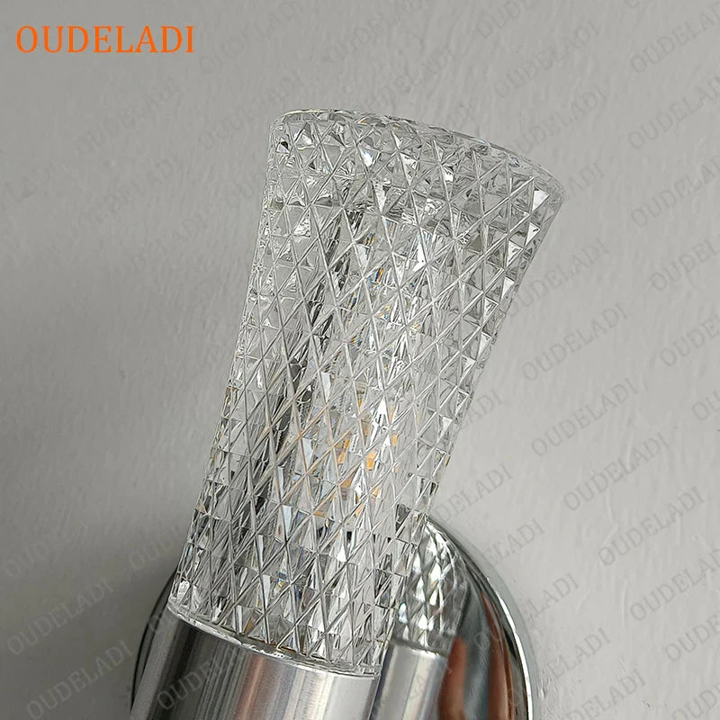 Axya Silver Pipe LED Wall Lamp with Acrylic Lampshade for Home Living Room Decor