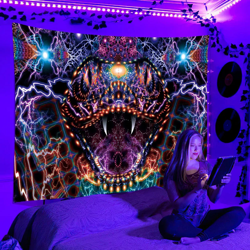 Axyaa UV Reactive Psychedelic Tapestry for Bedroom, Dorm, or DJ Room