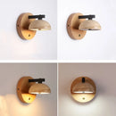 Nordic Black Iron LED Wall Light Fixture by Axyaa: Modern Wood Button Switch Bedside Lamp