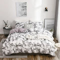 Axyaa Marble Print Duvet Cover Set, Soft Brushed King Size Bedding Set
