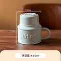 Axyaa Ceramic Water Bottle-Shaped Cups with Lids, Set of Multifunctional Large and Small Cups