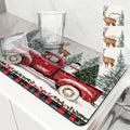 Axyaa Coffee Mat: Christmas Absorbent Draining Mat with Rubber Backing