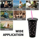 Axyaa Bow Design Reusable Plastic Water Cup with Straw Lid - Portable Drinkware Mug