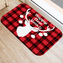 Axyaa Red Plaid Print Door Mat: Non-Slip Home Kitchen Bathroom Carpet