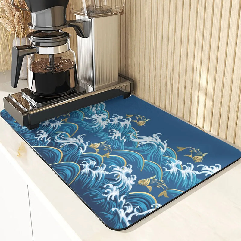 Axyaa Wave Pattern Silicone Coasters - Kitchen Decor & Drying Mat